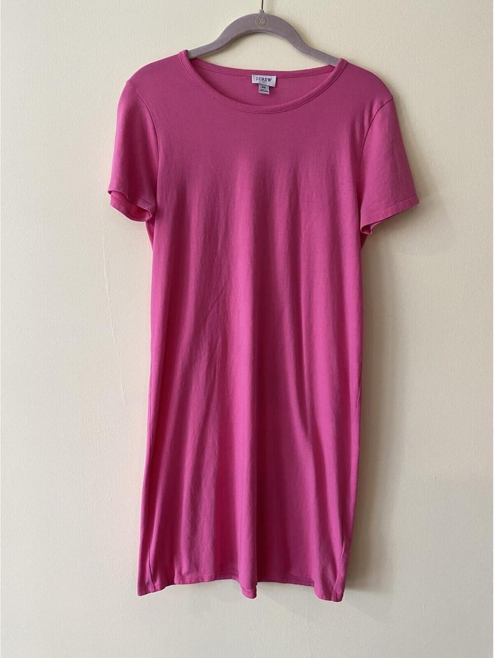 Women’s J. Crew casual 100% natural cotton tshirt dress size Small Hot Pink